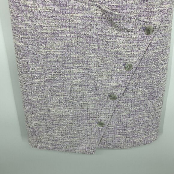 Calvin Klein Dress Purple Tweed Faux Wrap Button Short Sleeve NWT - Picture 8 of 14